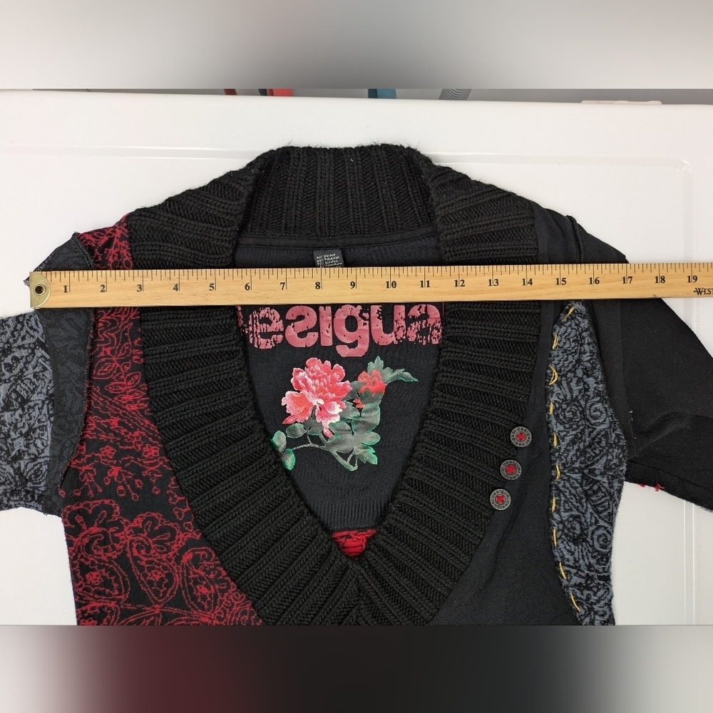 Vintage Desigual Floral Mandala Patchwork Knit Sweater Dress Size L - Picture 7 of 14